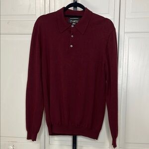 Pronto Uomo Sweater Mens Size 2XLT Maroon Extra Fine Merino Wool Lightweight